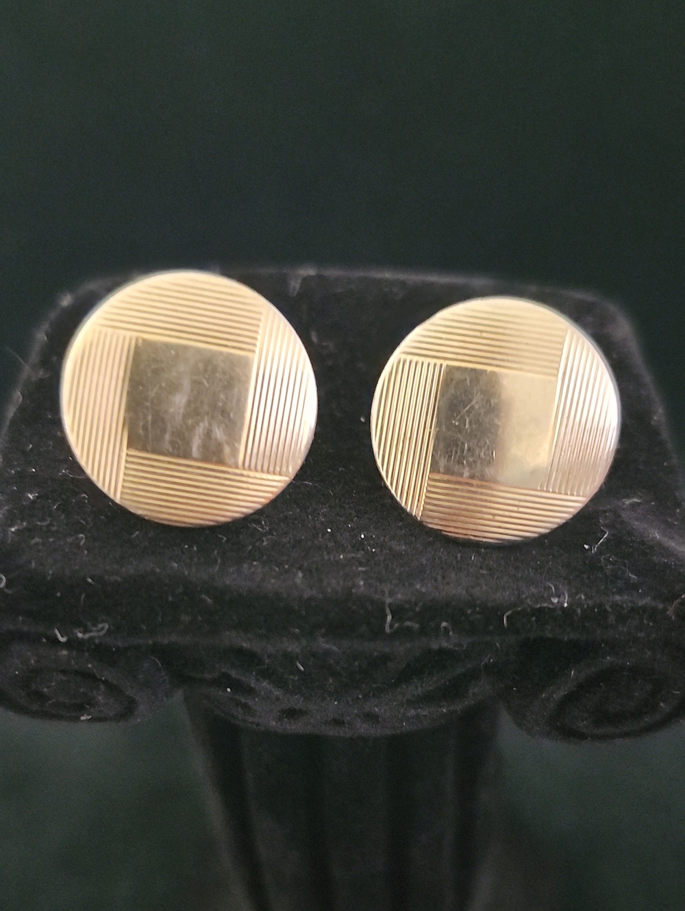 Vintage Anson Gold Tone Round Cufflinks with Textured Edges